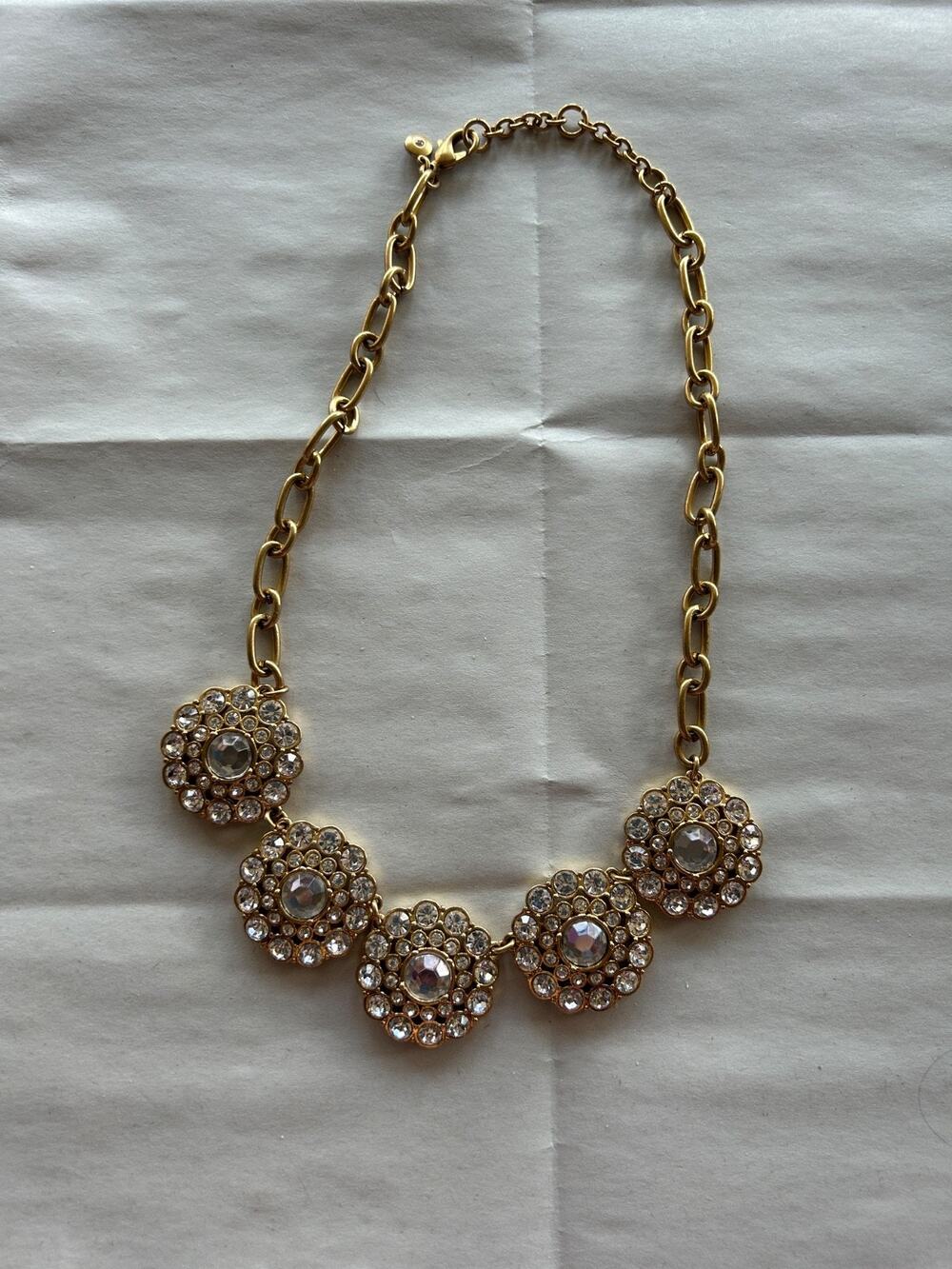J CREW Circle Necklace Preppy Floral Statement Necklace